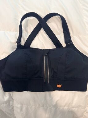 SHEFIT Black Front-Zip High-Support Sports Bra